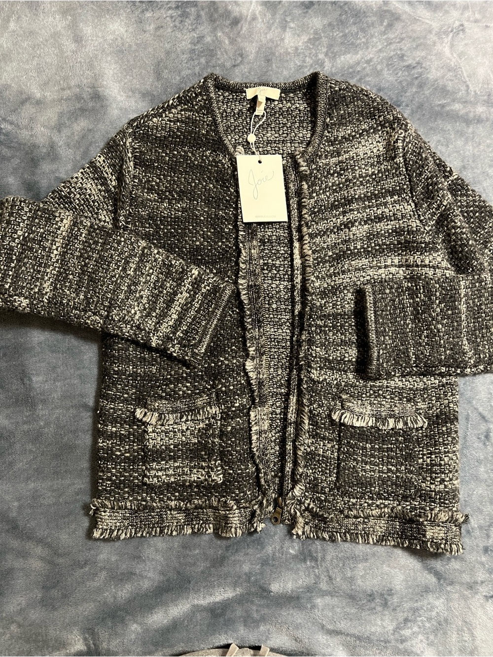 Joie Charcoal Marled Zip-Up Sweater